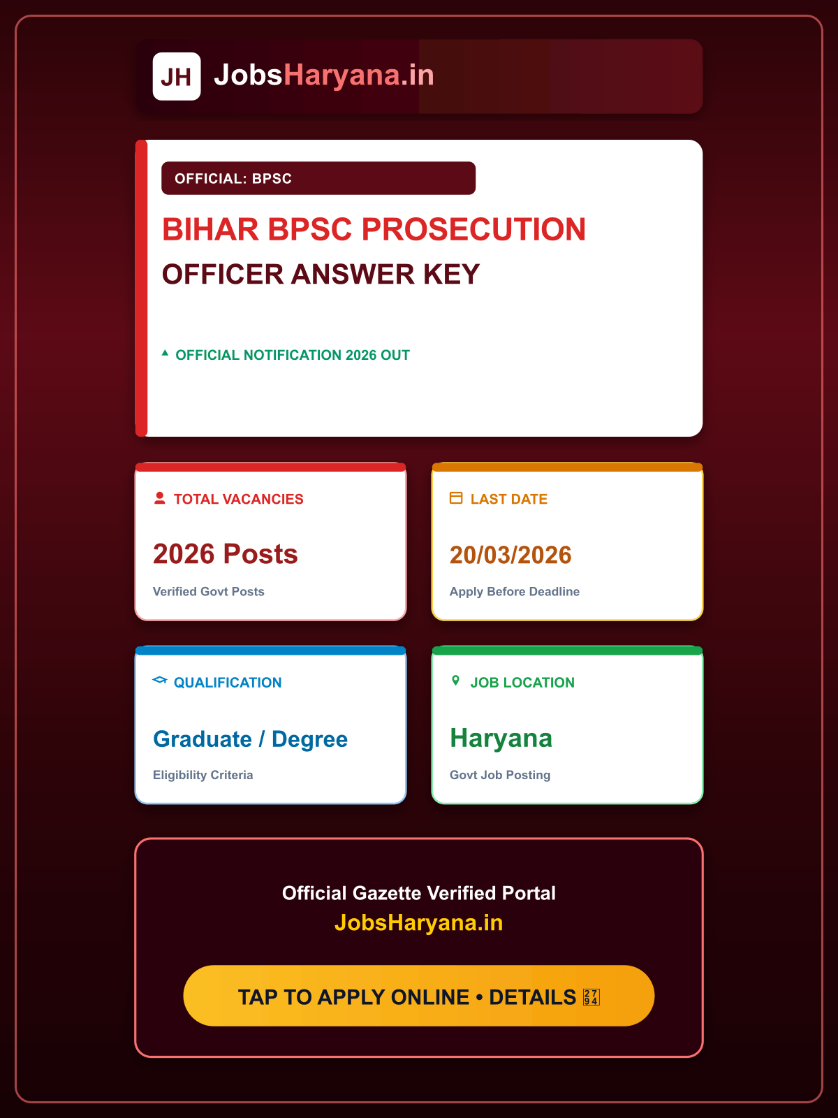Bihar BPSC Prosecution Officer Recruitment 2026 Answer Key