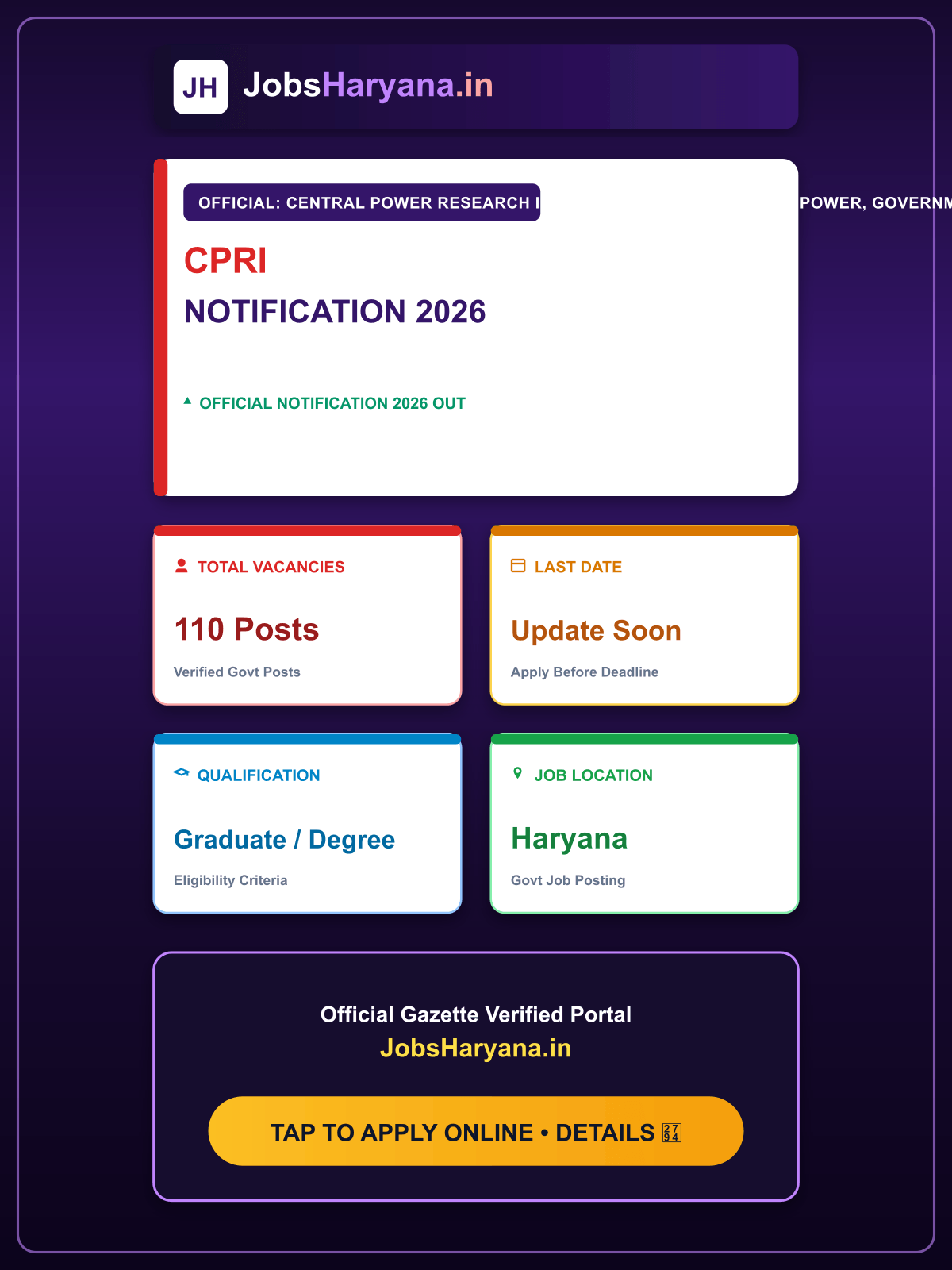 CPRI Recruitment 2026 Apply Online