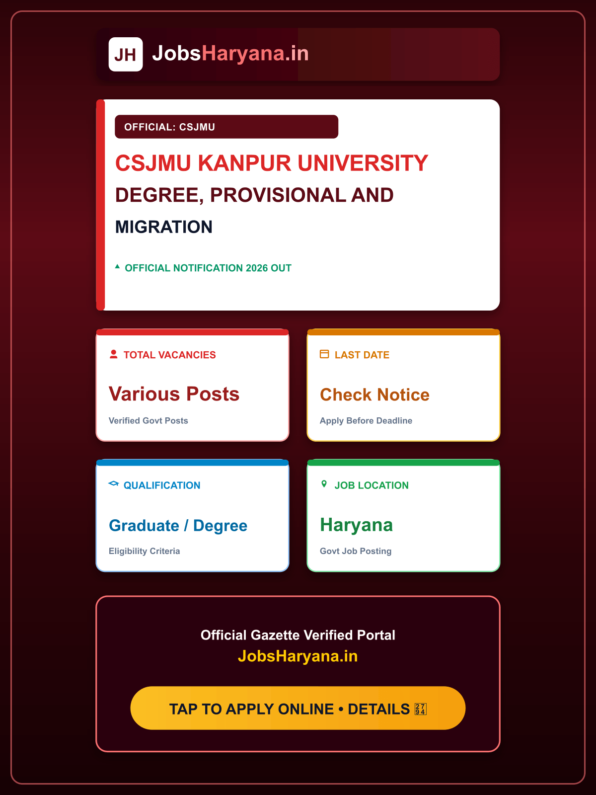 CSJMU Kanpur University Degree, Provisional and Migration for All Course Online Form 2026