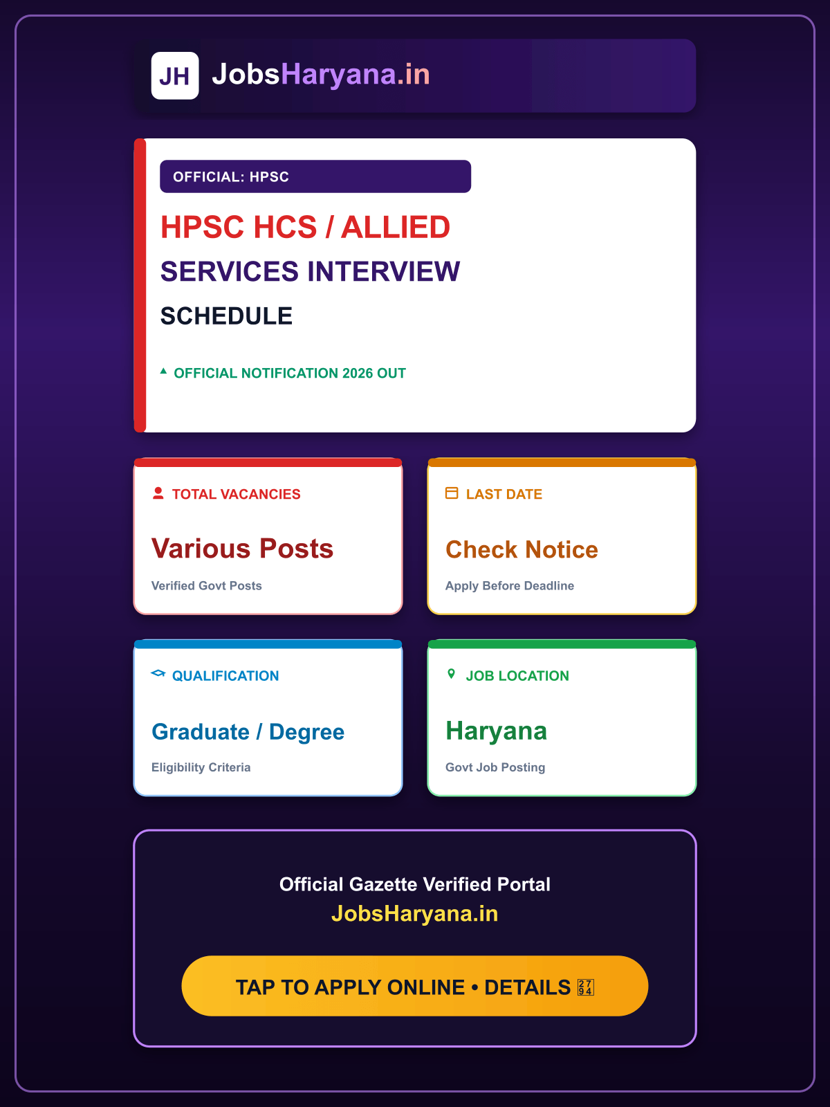 HPSC HCS / Allied Services Interview Schedule 2026 - Check Viva Voce Date & Venue at hpsc.gov.in