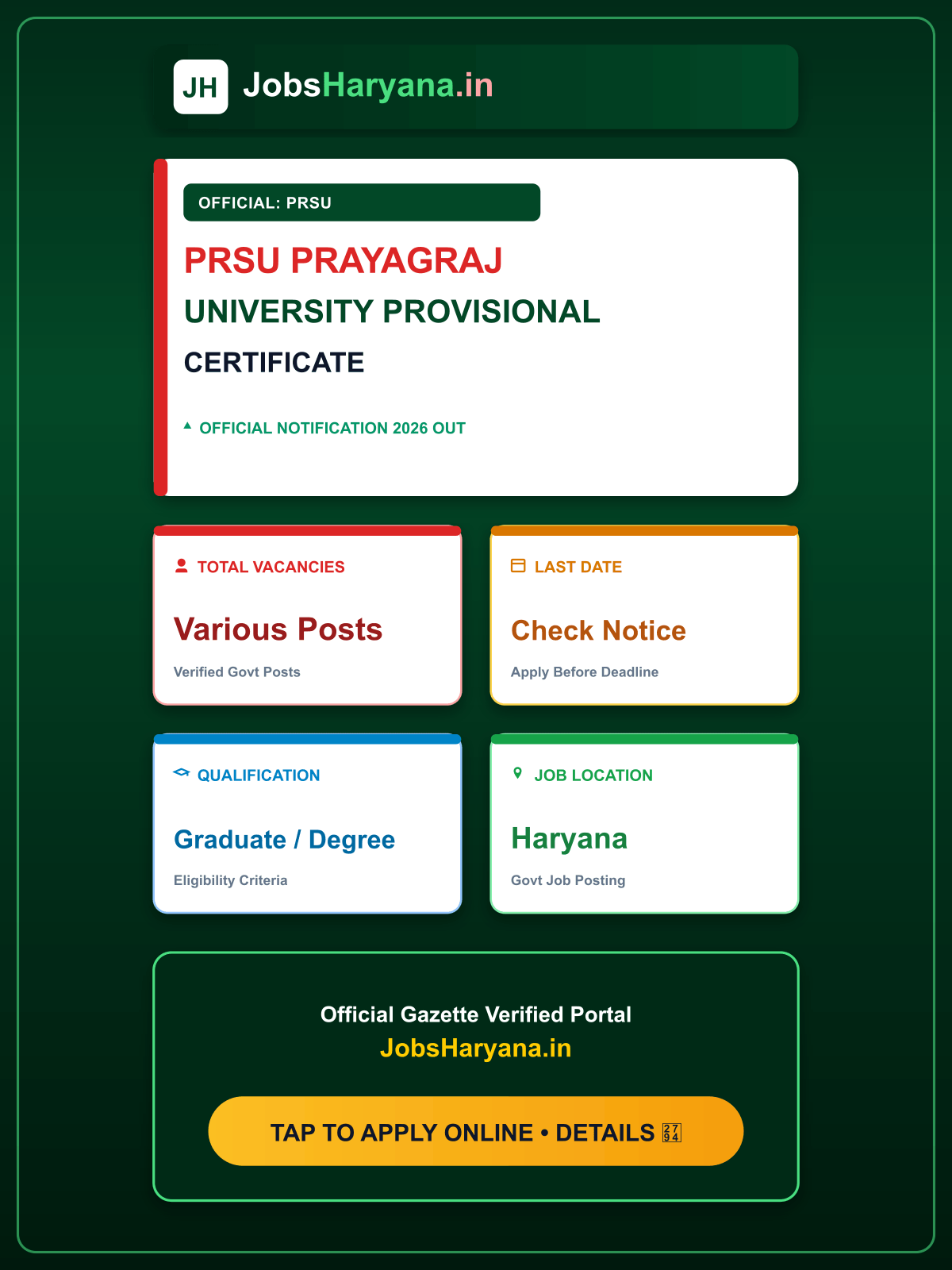PRSU Prayagraj University Provisional Certificate All Course Online Form 2026