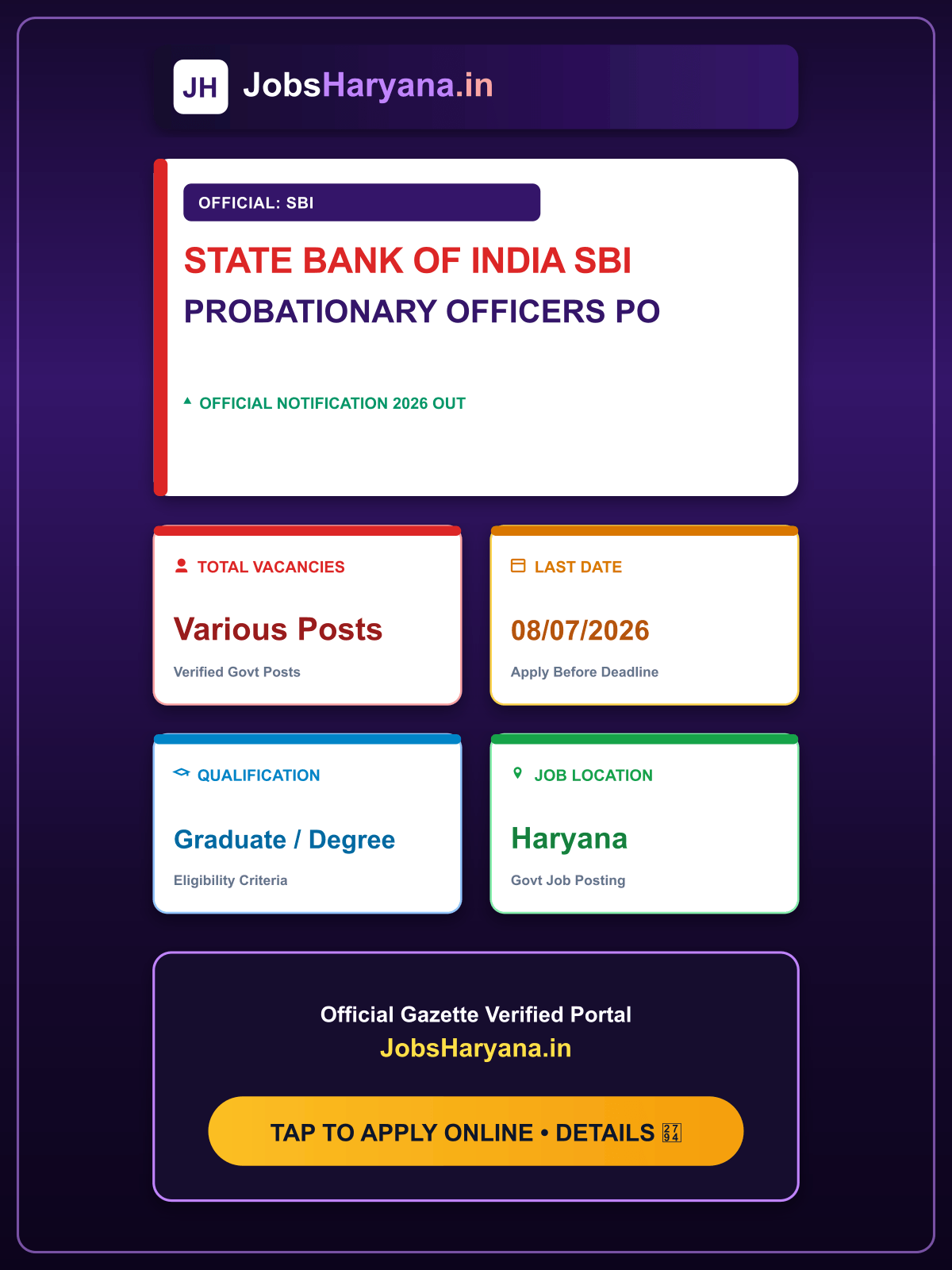 State Bank of India SBI Probationary Officers PO Recruitment 2026 : Pre Score Card, Mains Admit Card 2026